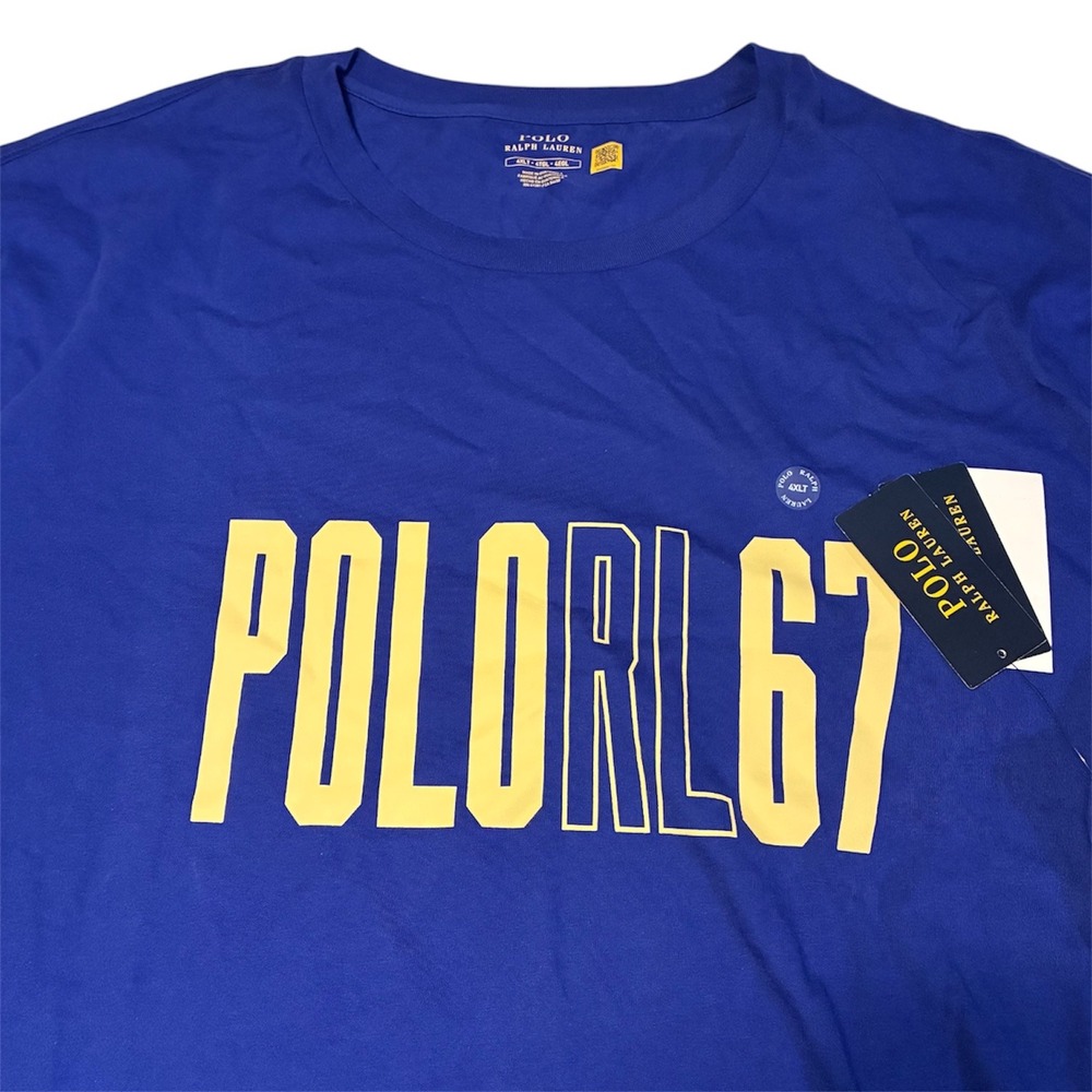 Polo Ralph Lauren Mens Blue T-Shirt Graphic POLORL67 Pony Logo 4XLT